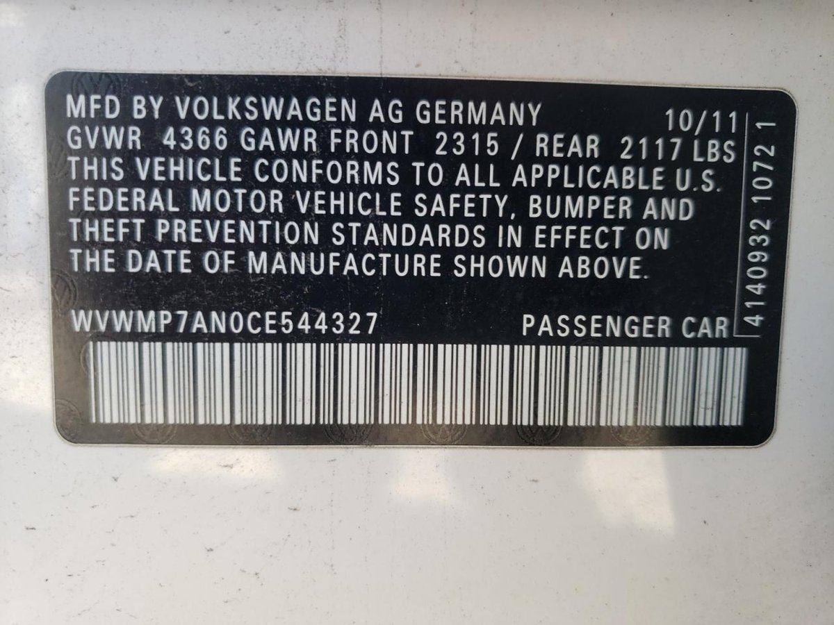 VOLKSWAGEN  CC SPORT CC SPORT, 2012