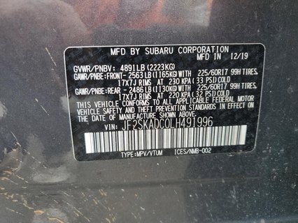 SUBARU FORESTER FORESTER, 2020